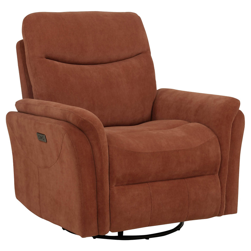Adler Upholstered Power Swivel Glider Recliner Rust