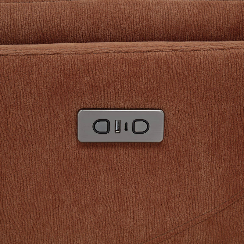 Adler Upholstered Power Swivel Glider Recliner Rust