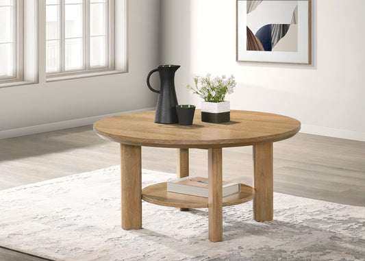 Ottowa 36-inch Round Wood Cocktail Coffee Table Washed Oak