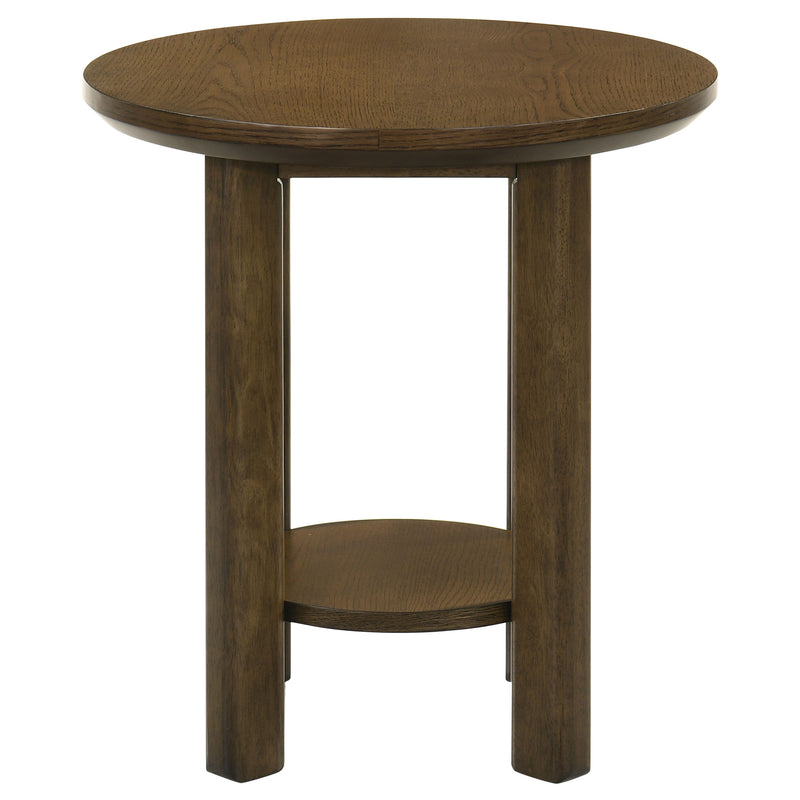 Ottowa 22-Inch Round Wood Side End Table with Shelf Brown