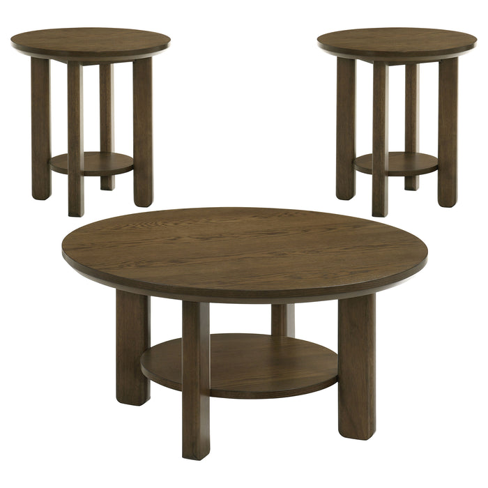 Ottowa 3-piece Round Wood Coffee Table Set Brown