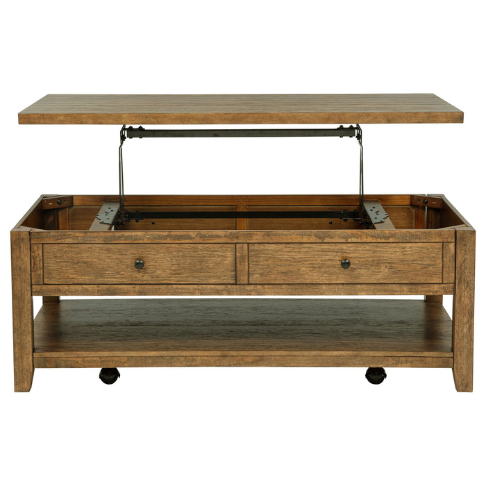 Payne 48-inch Mobile Lift Top Coffee Table Distressed Brown
