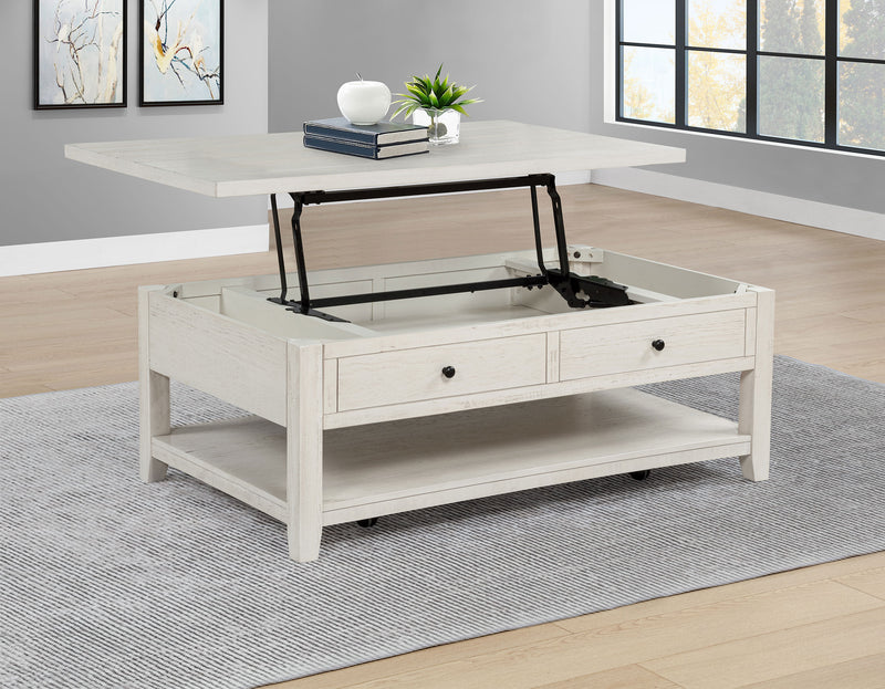 Payne 48-inch Mobile Lift Top Coffee Table Distressed White