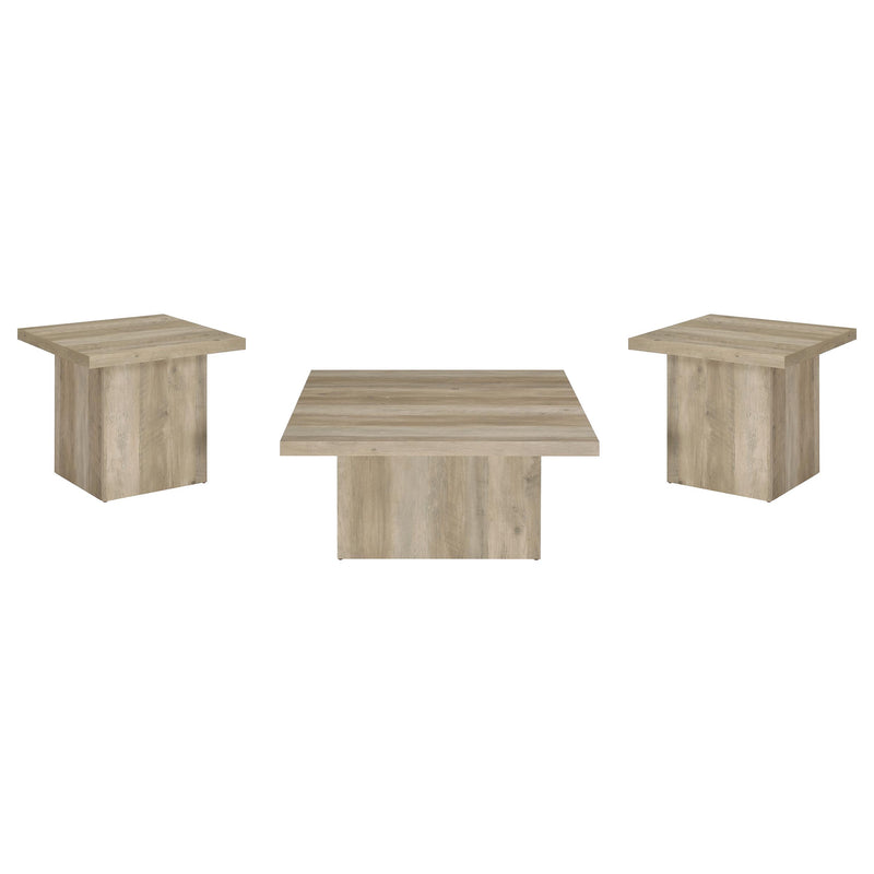 Devar 3-piece Square Coffee End Table Set Distressed Pine