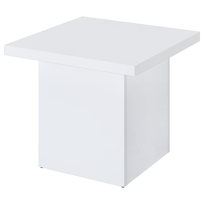 Devar 2-piece Square Coffee End Table Set White High Gloss