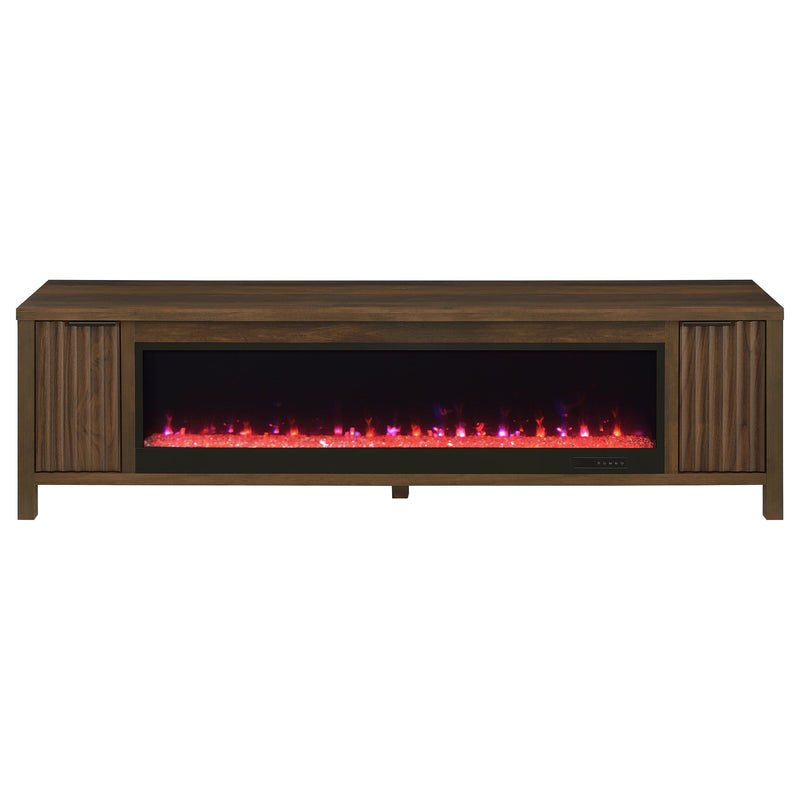 Carey 79-inch TV Stand Fireplace Media Console Dark Pine