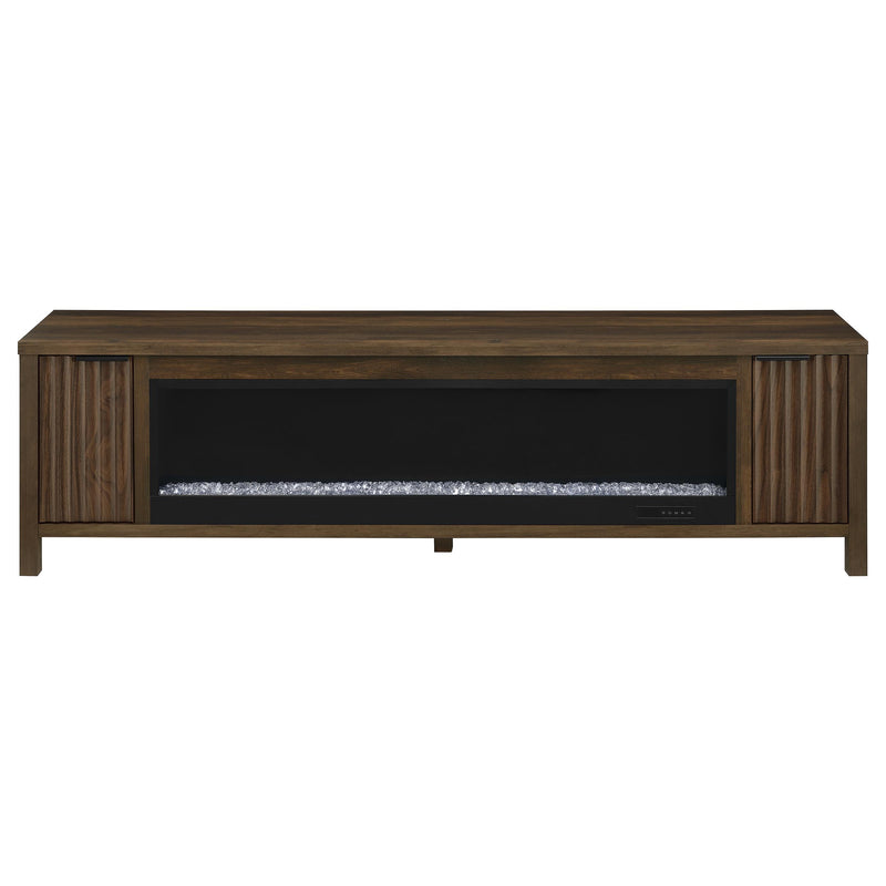 Carey 79-inch TV Stand Fireplace Media Console Dark Pine