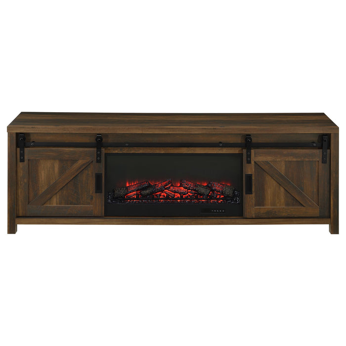 Enfield 71-inch TV Stand Fireplace Media Console Dark Pine