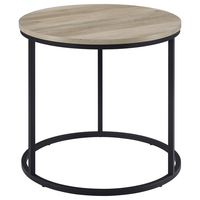 Lainey Round Occasional Side End Table Distressed Pine