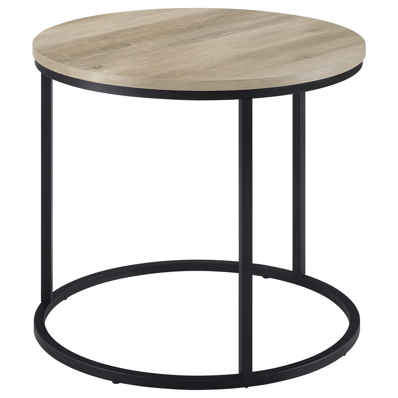 Lainey Round Occasional Side End Table Distressed Pine