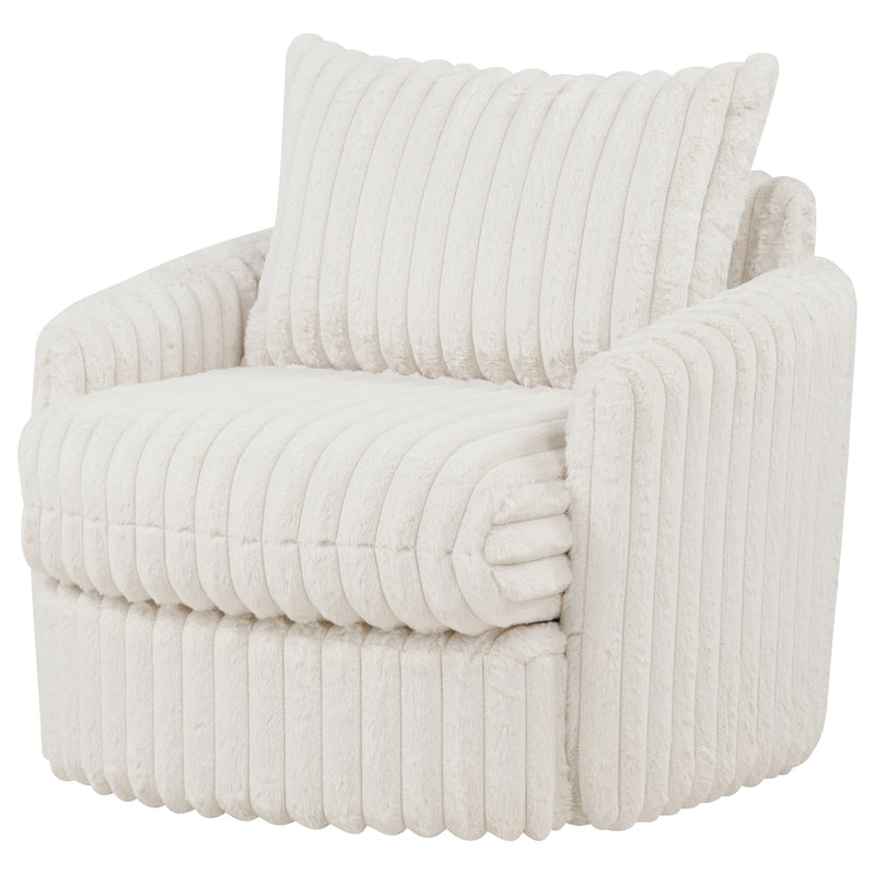 Sarco Corduroy Upholstered Swivel Accent Arm Chair Ivory