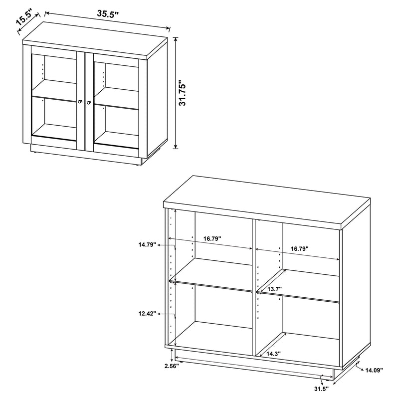 Tilbury 2-door Glass Front Accent Display Cabinet Light Oak