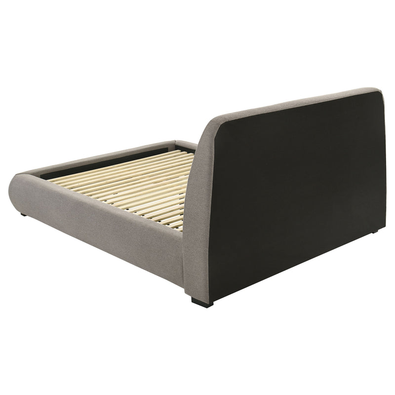 Mokena 46-inch Upholstered California King Platform Bed Taupe