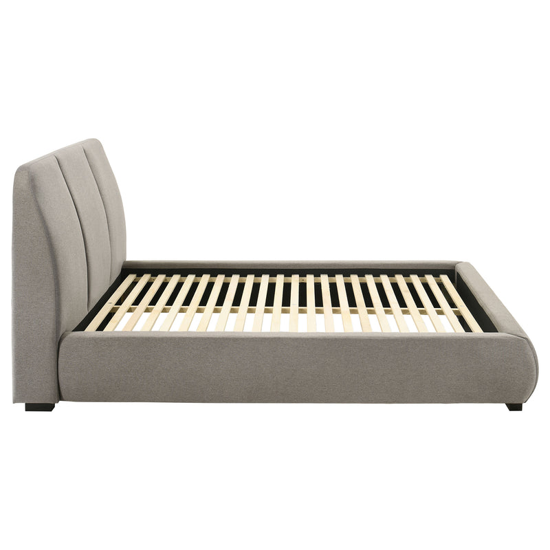 Mokena 46-inch Upholstered California King Platform Bed Taupe