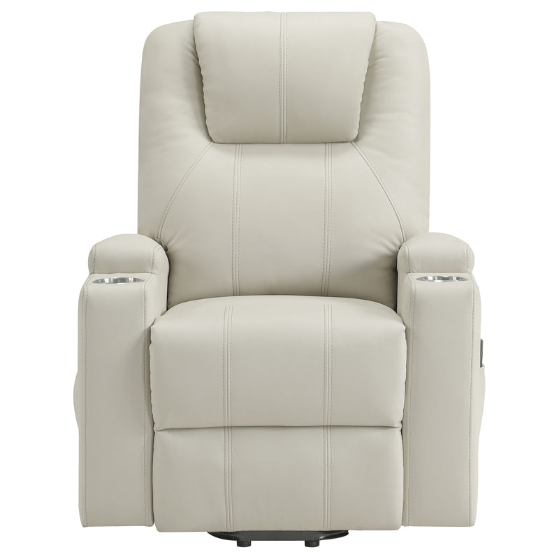 Armstrong Tufted Faux Leather Power Lift Massage Recliner Ivory