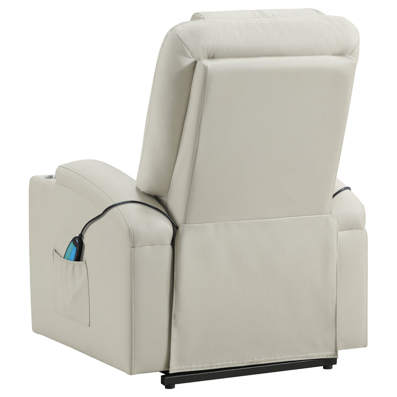 Armstrong Tufted Faux Leather Power Lift Massage Recliner Ivory