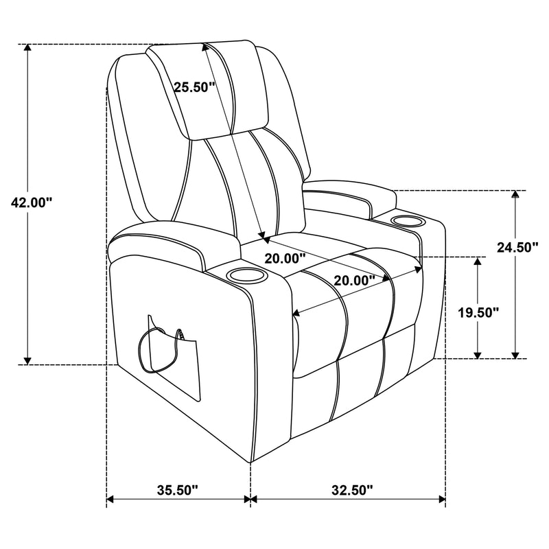 Armstrong Tufted Faux Leather Power Lift Massage Recliner Ivory