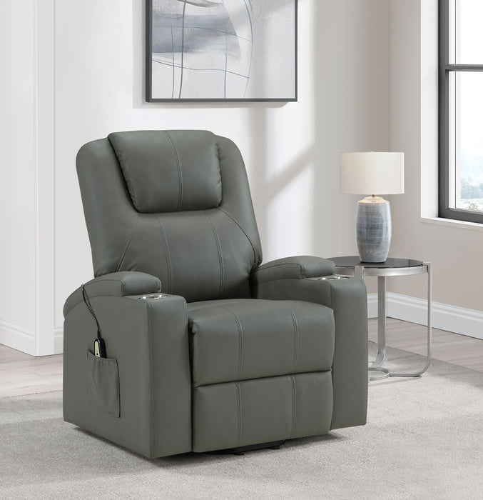 Armstrong Upholstered Power Lift Massage Recliner Grey