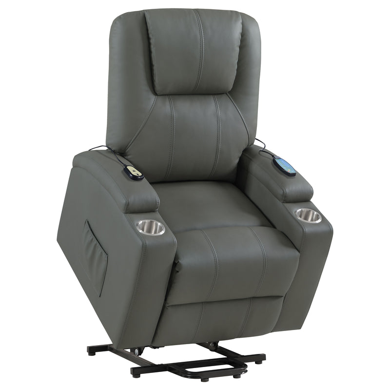 Armstrong Tufted Faux Leather Power Lift Massage Recliner Grey