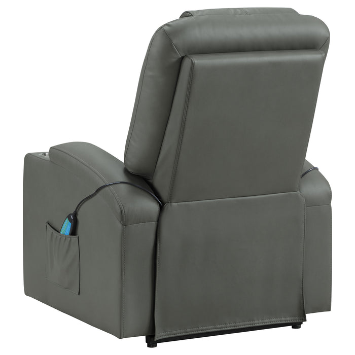 Armstrong Upholstered Power Lift Massage Recliner Grey