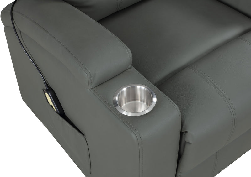 Armstrong Tufted Faux Leather Power Lift Massage Recliner Grey