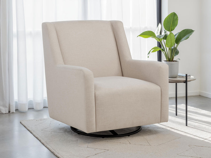 Sorrel Fabric Upholstered Swivel Glider Arm Chair Latte