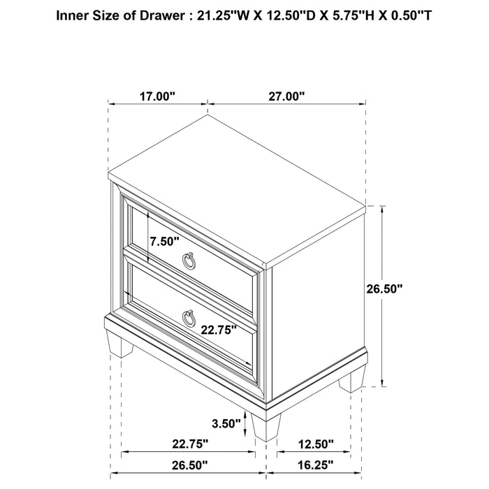 Pembroke 2-drawer Nightstand Bedside Table Washed Oak