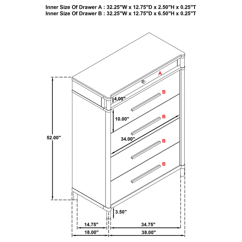 Gracemont 5-drawer Bedroom Chest of Drawers White