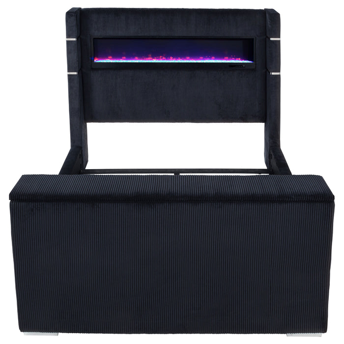Tisdall Eastern King Flame Visualizer Wingback TV Bed Black