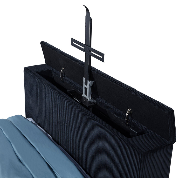 Tisdall Eastern King Flame Visualizer Wingback TV Bed Black