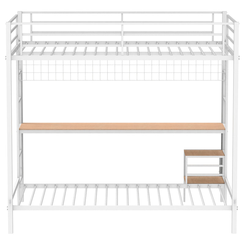 Bettoni Full-Over-Twin Workstation Bunk Bed Matte White