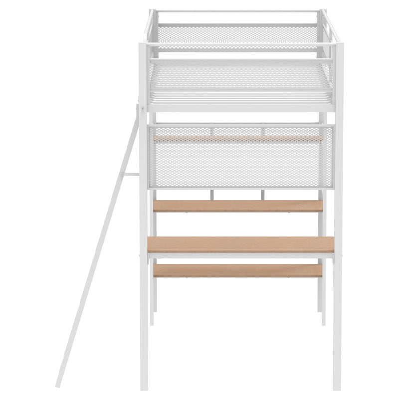 Campus Metal Twin Workstation Loft Bed with Desk Matte White