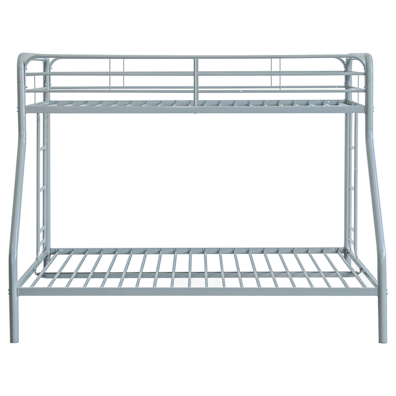 Carson Twin-Over-Full Steel Bunk Bed with Dual Ladders Glossy Silver