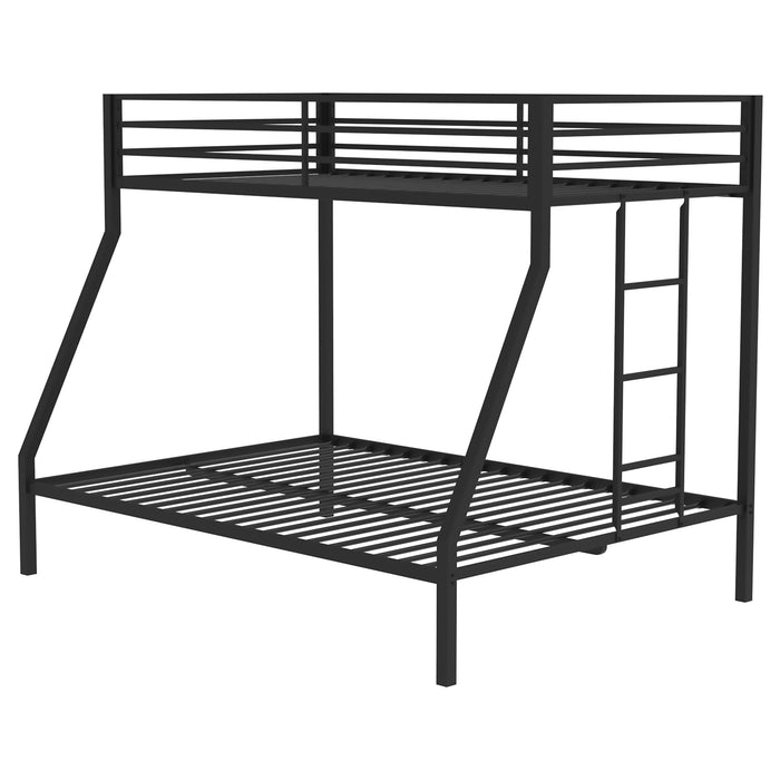 Alevera Metal Twin Over Full Bunk Bed with Ladder Black