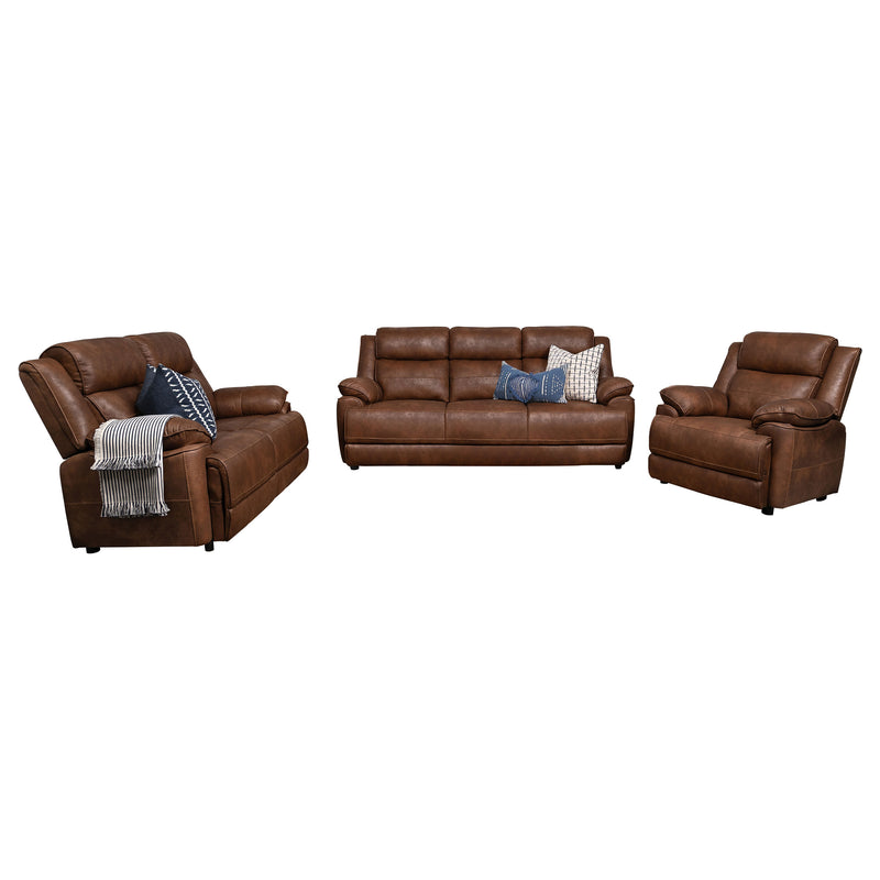 Ellington 3-piece Upholstered Padded Arm Sofa Set Dark Brown