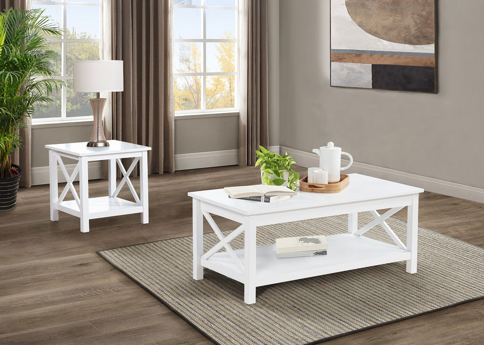 Skyview Square Pine Wood Side End Table with Shelf White