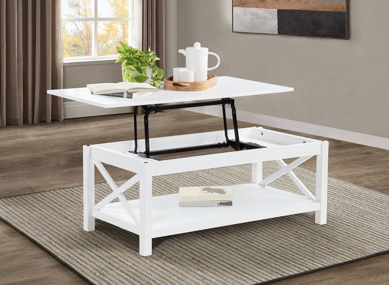 Skyview 44-inch Rectangular Lift Top Coffee Table White