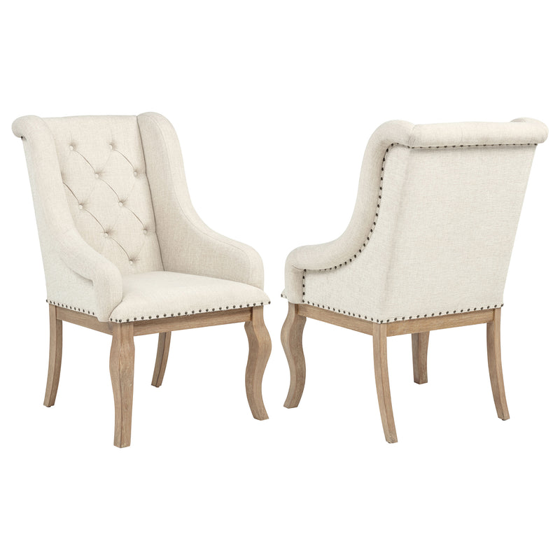 Brockway Upholstered Arm Chair Barley Brown (Set of 2)