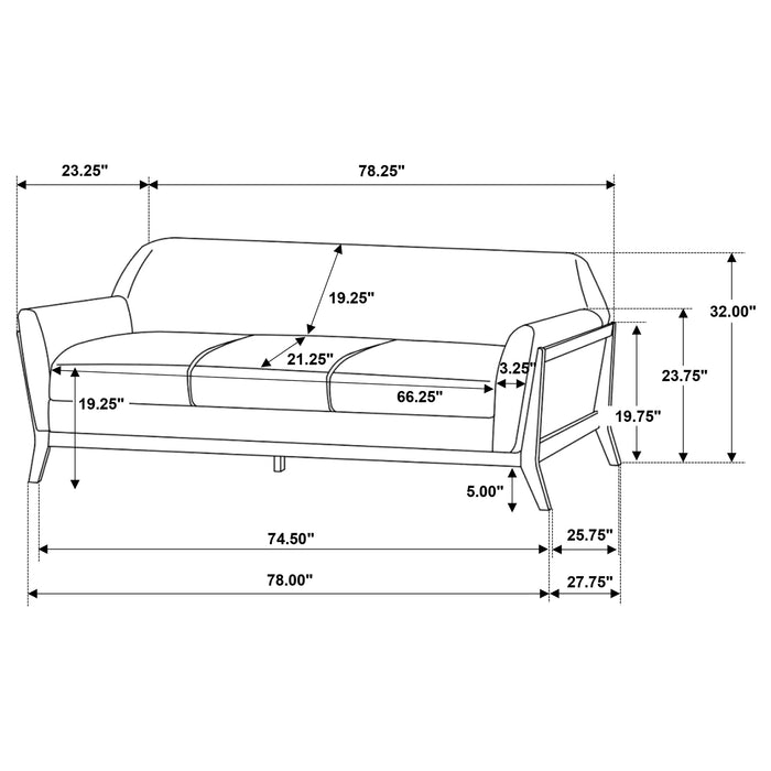 Vaughn Fabric Upholstered Flared Arm Sofa Grey
