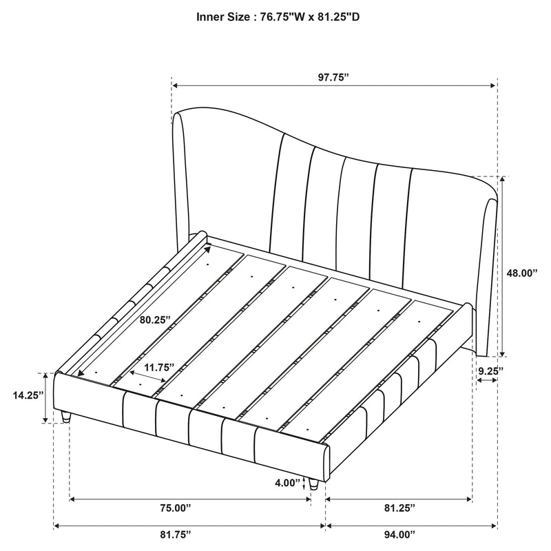 Evelyn Upholstered Eastern King Panel Platform Bed Ivory