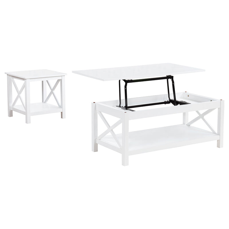 Skyview 2-piece Rectangular Lift Top Coffee Table Set White