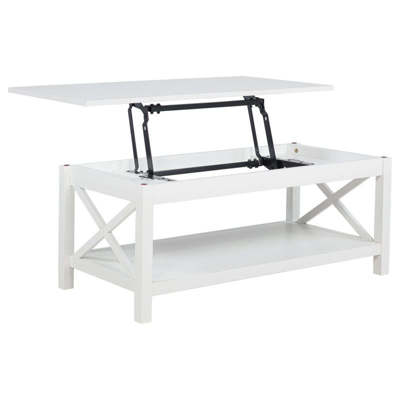 Skyview 2-piece Rectangular Lift Top Coffee Table Set White