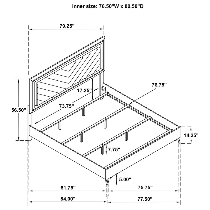 Cassia 5-piece Eastern King LED Bedroom Set White High Gloss