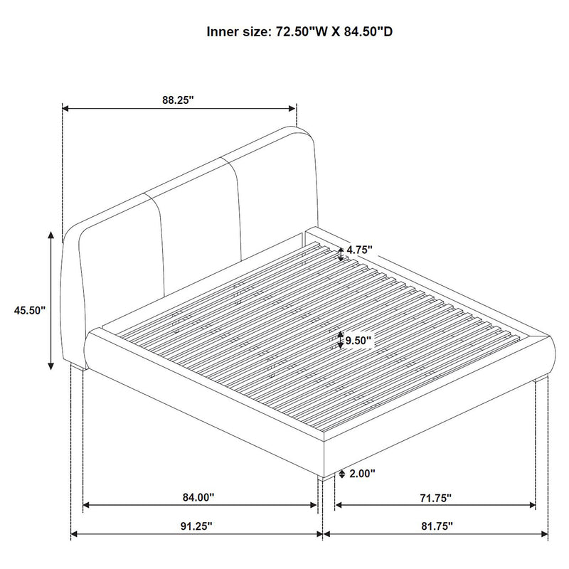Mokena 46-inch Upholstered California King Platform Bed Taupe
