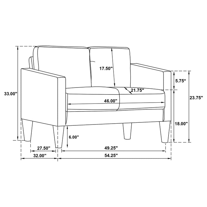 Ruth 2-piece Fabric Upholstered Track Arm Sofa Matcha Green