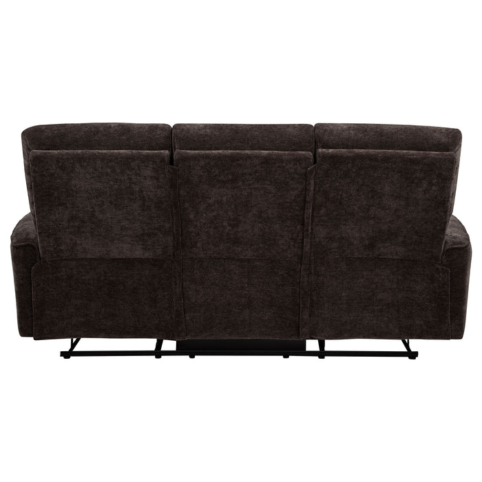 Navarro Chenille Upholstered Reclining Sofa Dark Brown
