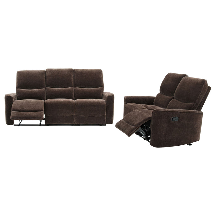 Navarro 2-piece Upholstered Reclining Sofa Set Dark Brown