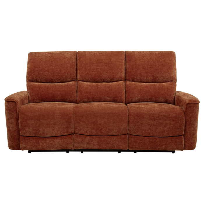 Navarro Chenille Upholstered Reclining Sofa Burnt Orange