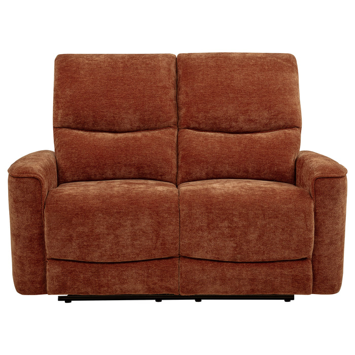 Navarro Chenille Upholstered Reclining Loveseat Burnt Orange