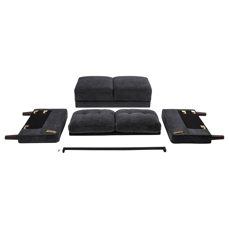 Bowen II Fabric Upholstered Track Arm Sofa Steel Grey